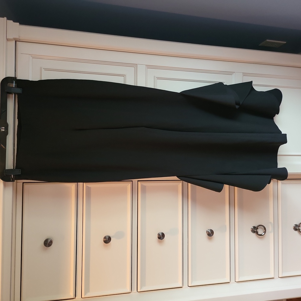 Scripted Elastic Waist Black Women's Pants With Side Ruffle Size XS